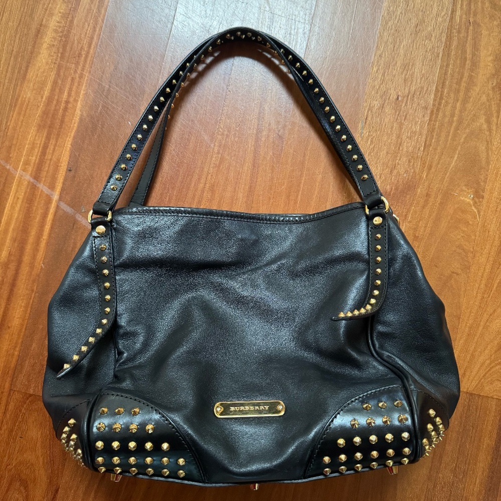 Burberry vintage’s  Lambskin Bridle Studs Canterbury Tote Black